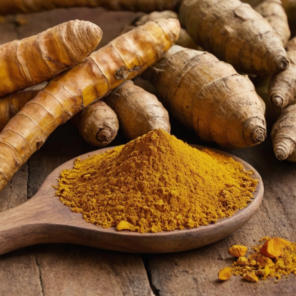Turmeric root and powder for reducing rheumatoid arthritis inflammation.